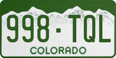 CO license plate 998TQL