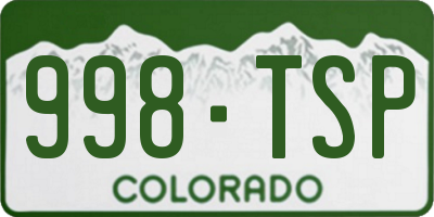 CO license plate 998TSP