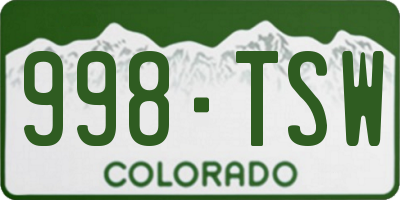 CO license plate 998TSW
