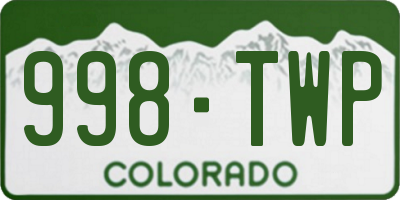 CO license plate 998TWP