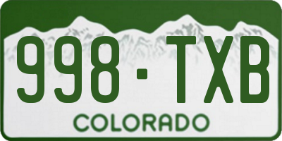 CO license plate 998TXB
