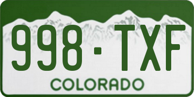 CO license plate 998TXF