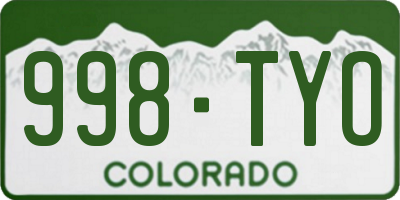 CO license plate 998TYO