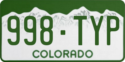 CO license plate 998TYP