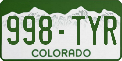 CO license plate 998TYR