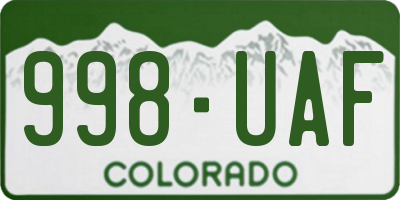 CO license plate 998UAF