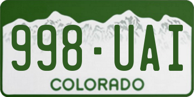CO license plate 998UAI