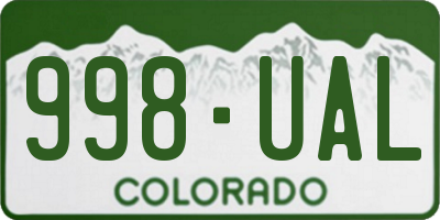 CO license plate 998UAL