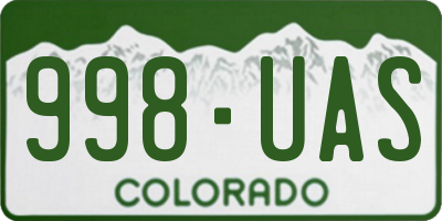 CO license plate 998UAS