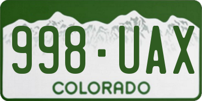 CO license plate 998UAX