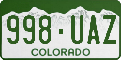 CO license plate 998UAZ