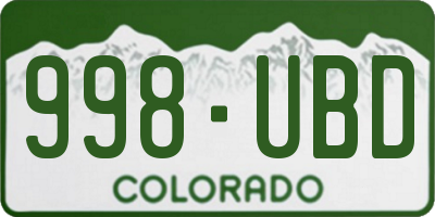 CO license plate 998UBD