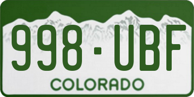 CO license plate 998UBF