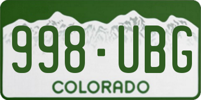 CO license plate 998UBG