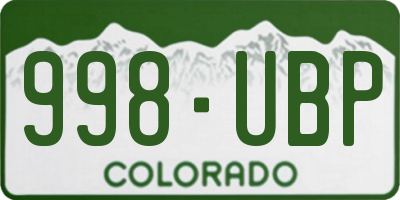 CO license plate 998UBP