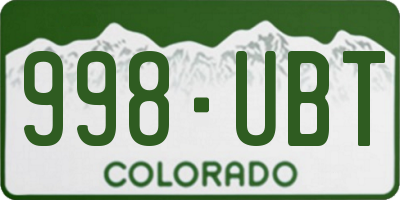 CO license plate 998UBT