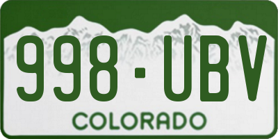 CO license plate 998UBV