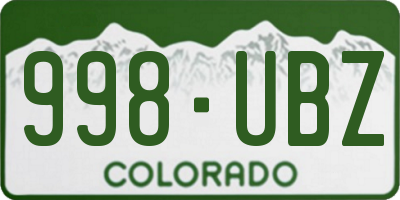 CO license plate 998UBZ