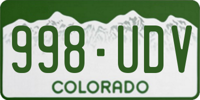CO license plate 998UDV