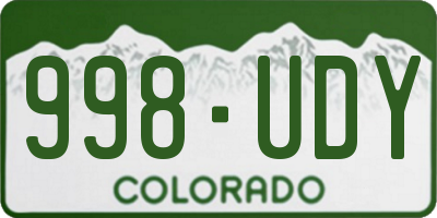 CO license plate 998UDY