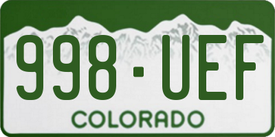 CO license plate 998UEF