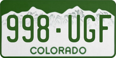 CO license plate 998UGF