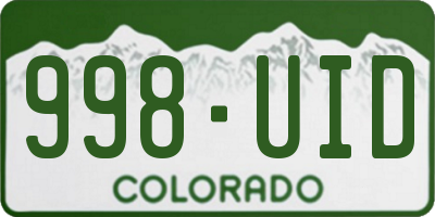 CO license plate 998UID