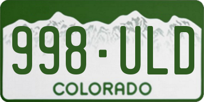 CO license plate 998ULD
