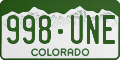 CO license plate 998UNE