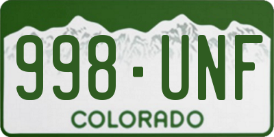 CO license plate 998UNF