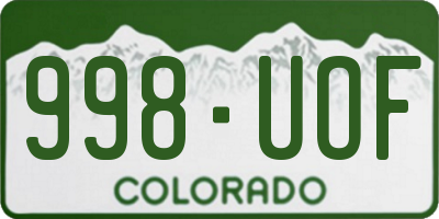 CO license plate 998UOF