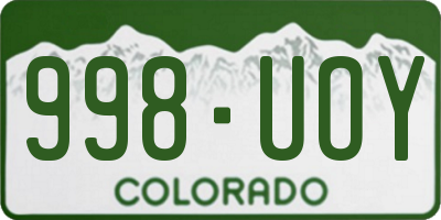 CO license plate 998UOY