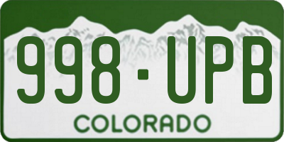 CO license plate 998UPB