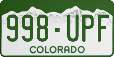 CO license plate 998UPF