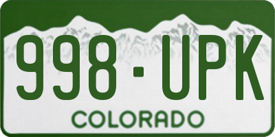 CO license plate 998UPK