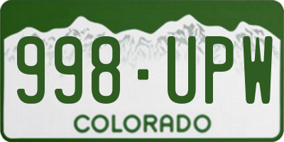 CO license plate 998UPW