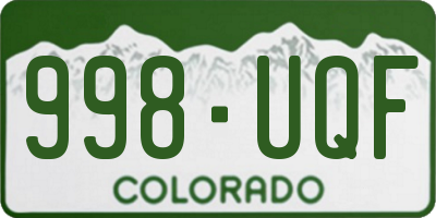 CO license plate 998UQF