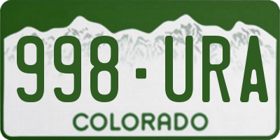 CO license plate 998URA