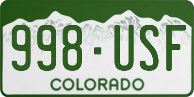 CO license plate 998USF