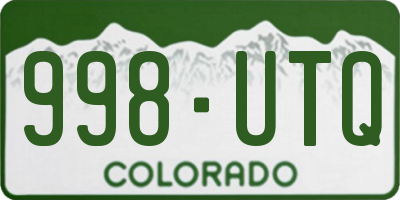 CO license plate 998UTQ