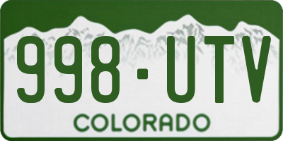 CO license plate 998UTV