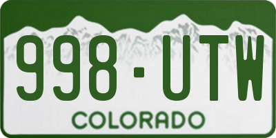 CO license plate 998UTW
