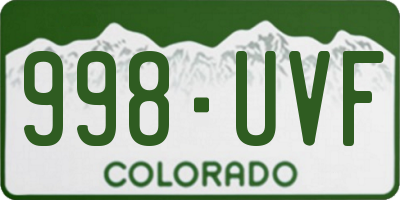 CO license plate 998UVF