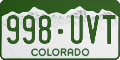 CO license plate 998UVT