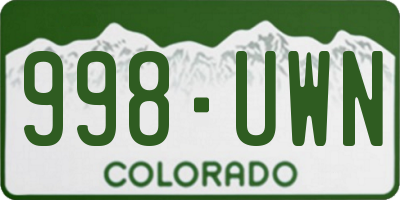 CO license plate 998UWN