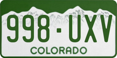 CO license plate 998UXV