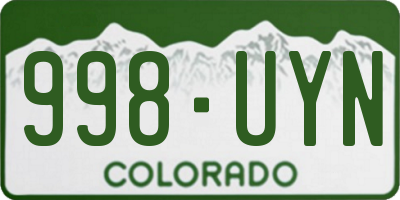 CO license plate 998UYN