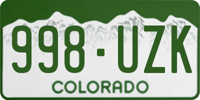 CO license plate 998UZK