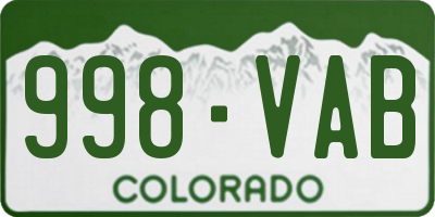 CO license plate 998VAB