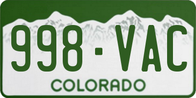 CO license plate 998VAC